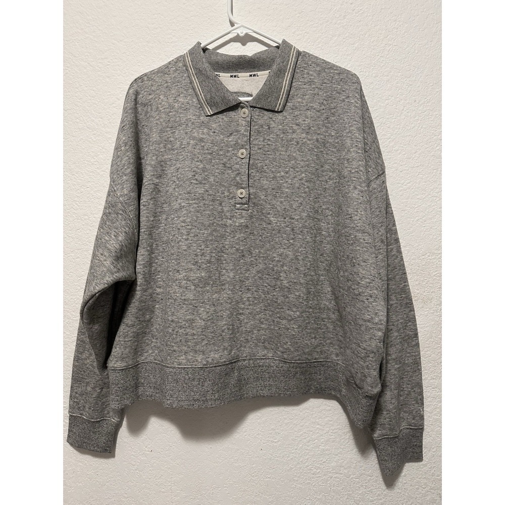 Mwl Make Weekends Longer Gray Collared Sweatshirt… - image 2